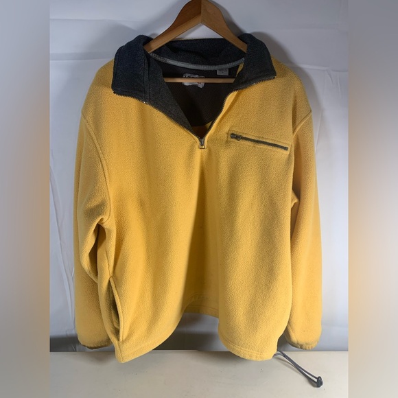 Izod Vintage Yellow Quarter Zip Fleece Sweater - Picture 1 of 6